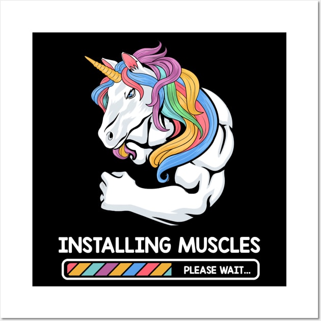 Unicorn Installing Muscles Rainbow Dadacorn Fathers DayTank Top175 magic Wall Art by Olegpavlovmmo